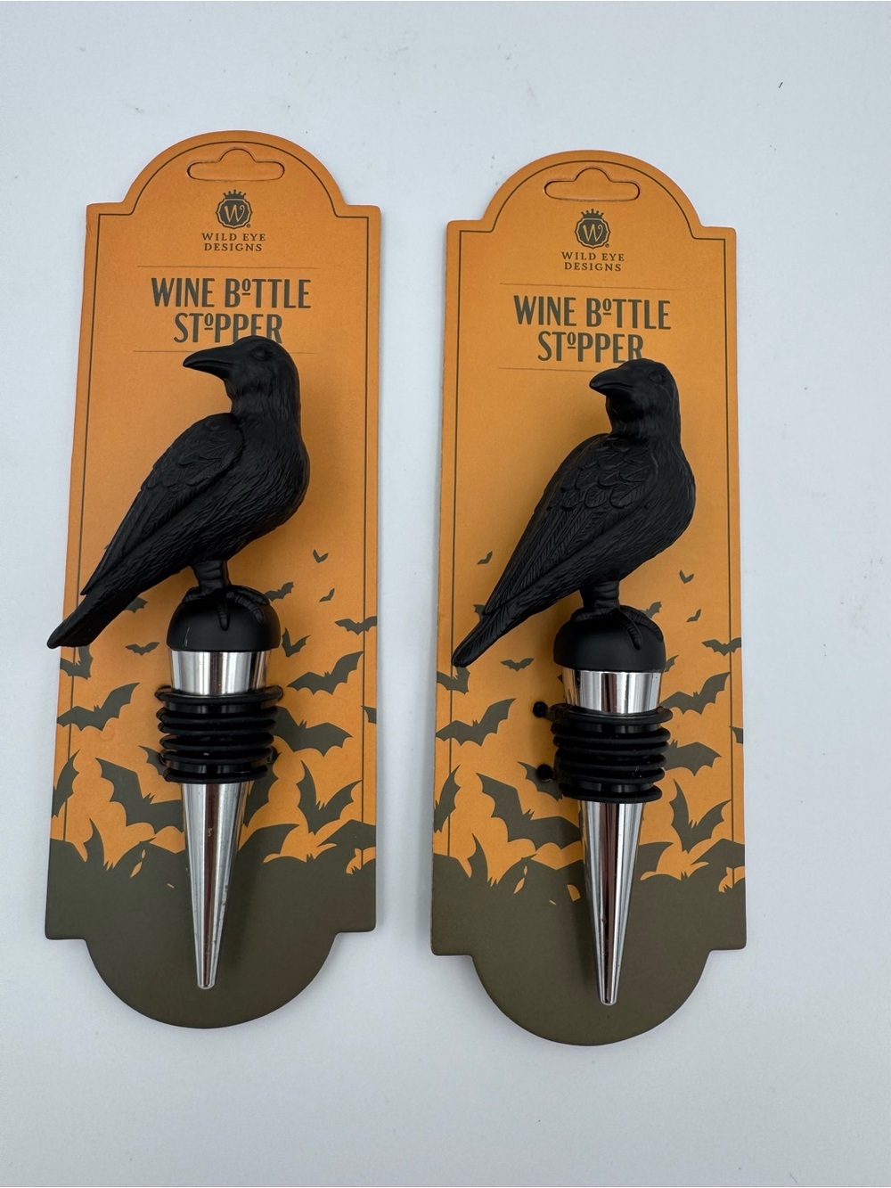 Wild Eye Designs Raven Bottle Stopper Gothic Halloween Crow Bar Decor SET 2 NEW